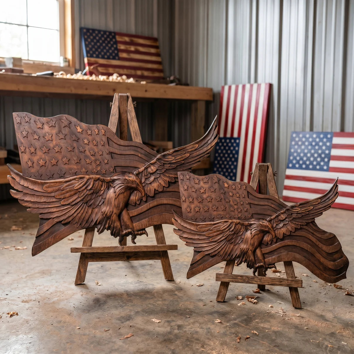 Wings of Freedom Wooden Flag