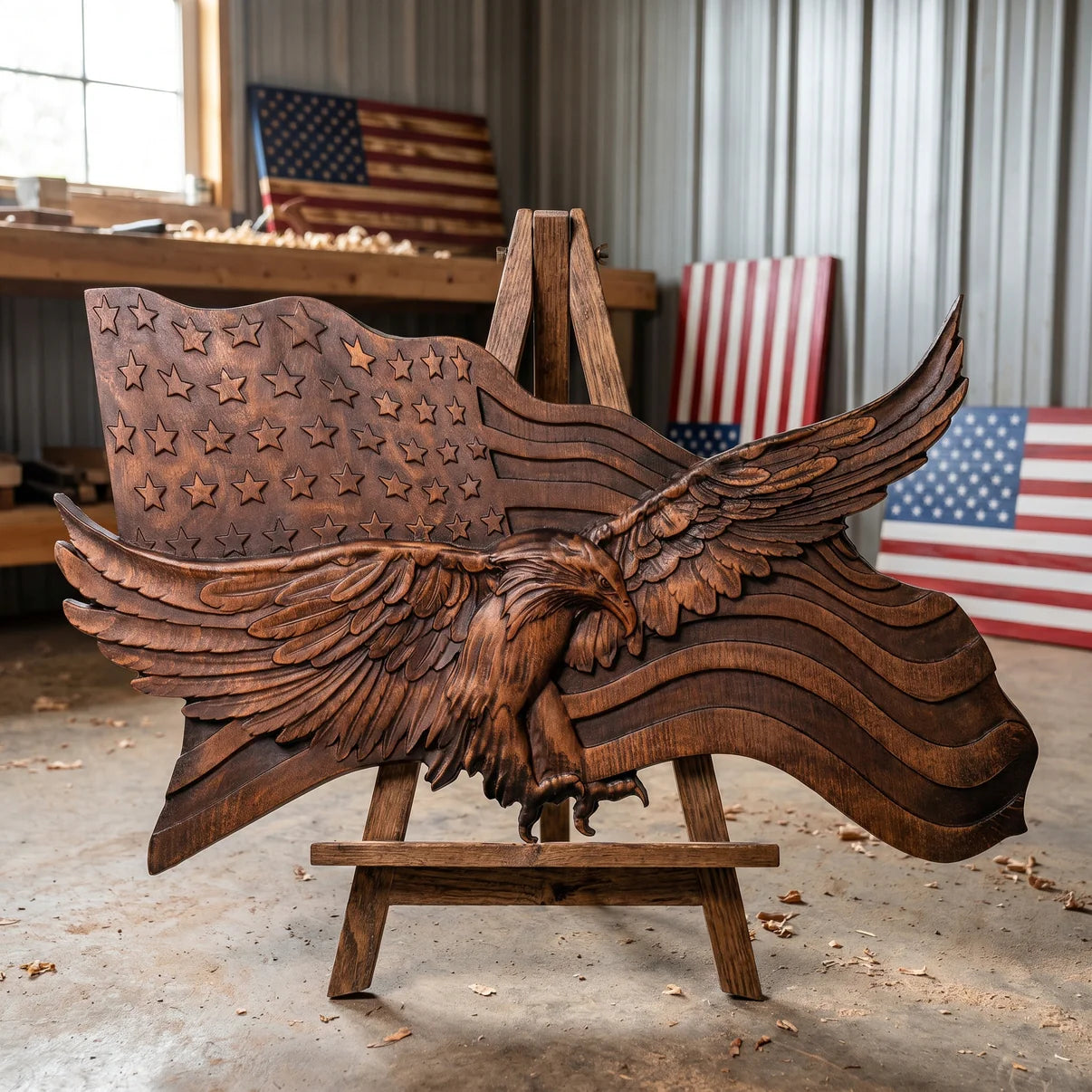 Wings of Freedom Wooden Flag